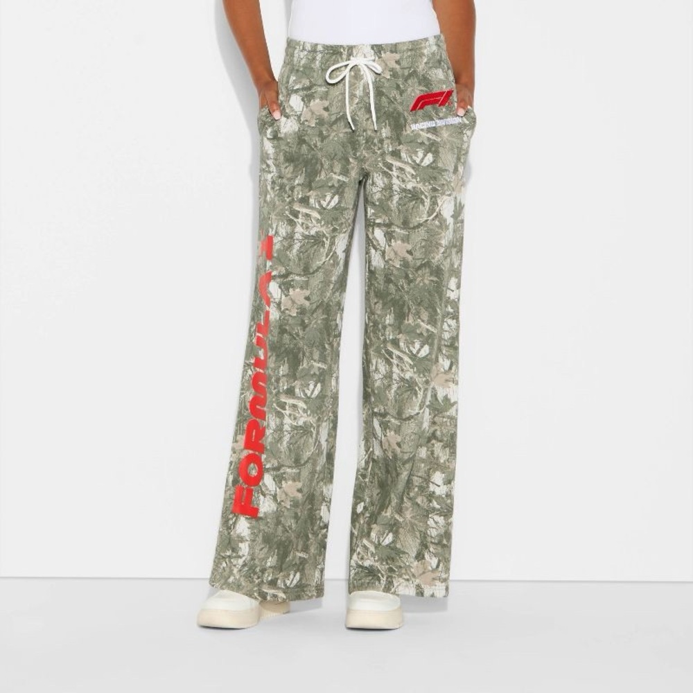 Green Camo Lounge Pants with Red 'FORMULA 1' Side Logo F1